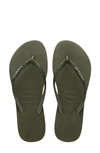 Havaianas Women's Slim Glitter Flip Flop Sandals Women's Shoes In Green Olive