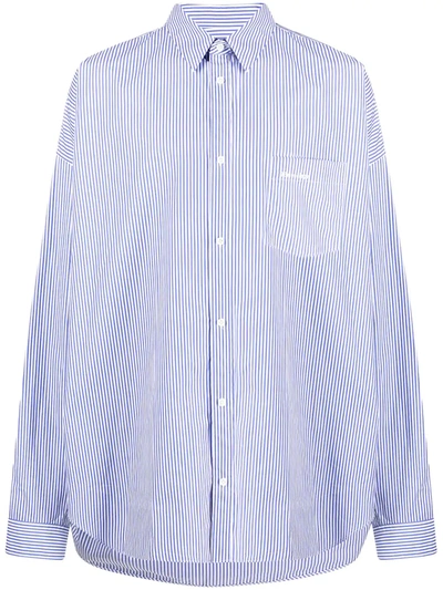 Balenciaga Oversized Striped Cotton-poplin Shirt In Light Blue