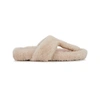 Aquazzura Relax Flat Footbed Shearling Slides In Cream