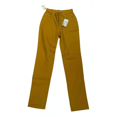 Pre-owned Versace Yellow Cotton Jeans