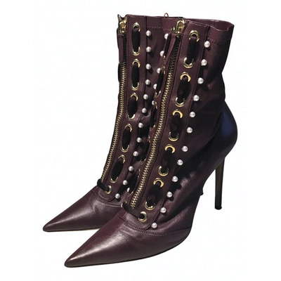 Pre-owned Altuzarra Leather Ankle Boots In Burgundy