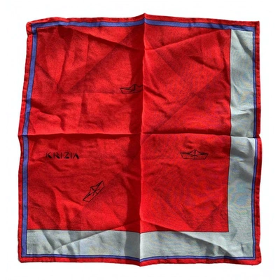 Pre-owned Krizia Silk Handkerchief In Red
