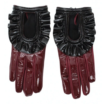 Pre-owned Prada Burgundy Patent Leather Gloves