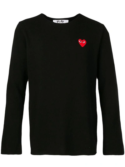 Comme Des Garçons Contrasting Heart Wool Sweater In Black