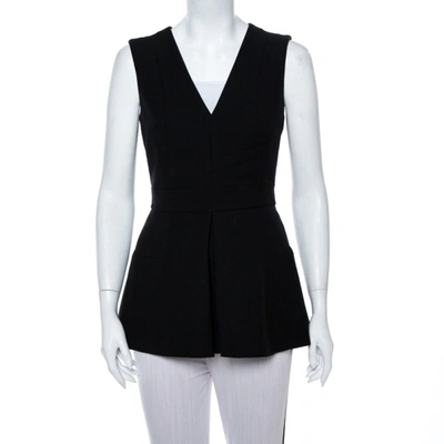 Pre-owned Alexander Mcqueen Black V Neck Sleeveless Peplum Top M