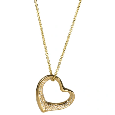 Pre-owned Tiffany & Co Elsa Peretti Diamond Opren Heart 18k Yellow Gold Necklace