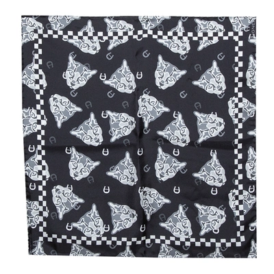 Pre-owned Aigner Black Animal Motif Print Silk Scarf