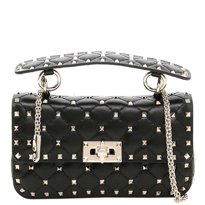 Pre-owned Valentino Garavani Garavani Black Leather Rockstud Spike Small Bag