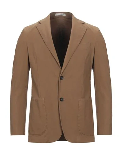 0909 Fatto In Italia Suit Jackets In Camel