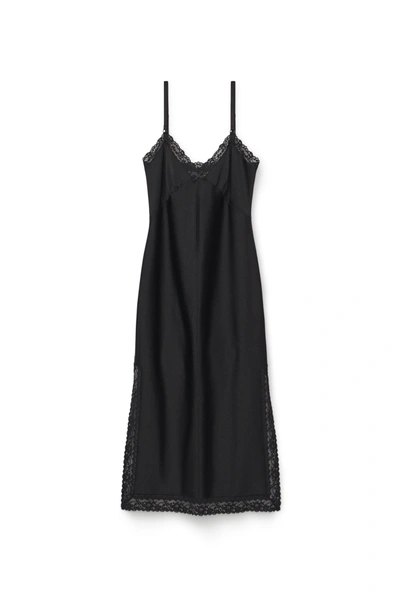 Alexander Wang Lace Slip Dress In Active Stretch Lycra In Black