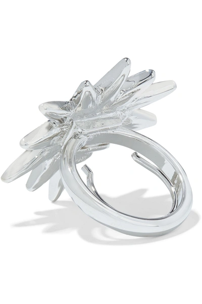 Kenneth Jay Lane Rhodium-plated Crystal Ring In Silver