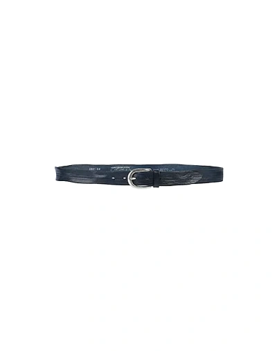Alberto Luti Leather Belt In Dark Blue