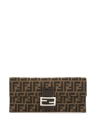 Pre-owned Fendi Zucca Pattern Clutch Bag In Brown