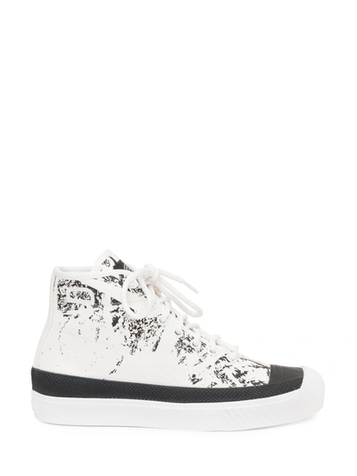 Stone Island S.i. Compass Logo Mid Sneakers In White