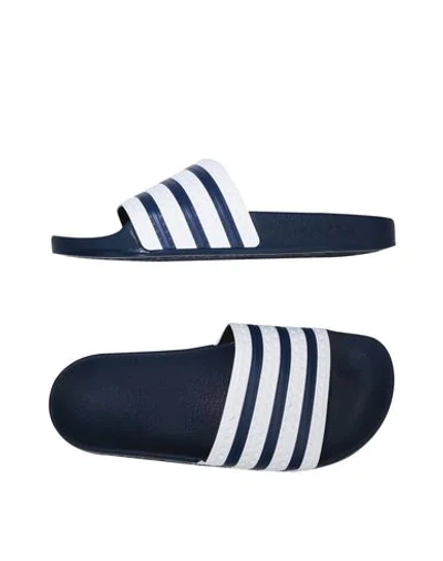 Adidas Originals Adilette Striped Slide Sandals In Navy,white