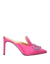 Giannico Embellished Pointed Toe Mules In Pink