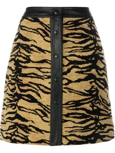 Adam Lippes Leopard-print Duchess Satin Skirt In Brown