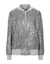 Herno Sequined Zip-up Bomber Jacket In Silver