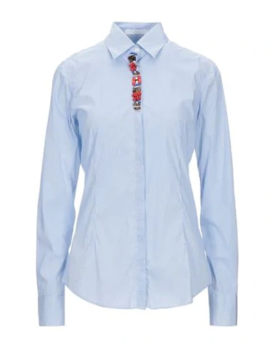 Aglini Striped Shirt In Sky Blue