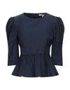 BROCK COLLECTION BROCK COLLECTION WOMAN TOP MIDNIGHT BLUE SIZE 12 VISCOSE, COTTON, METAL,38965471VE 5