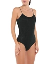 Oseree 'lumière Maillot' Blue Swimsuit With Open Back In Dark Green