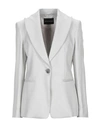 Emporio Armani Icon Single-breasted Jacket In An Embossed Jacquard Knit Jersey In Light Grey