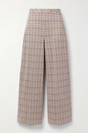 ROSETTA GETTY CROPPED CHECKED STRETCH-PONTE STRAIGHT-LEG PANTS