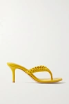 Gianvito Rossi Tropea Braided Leather Thong Sandals In Mustard