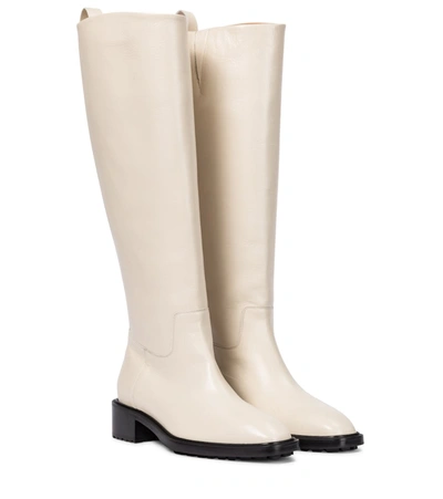Aeyde Tammy Leather Riding Boots In White