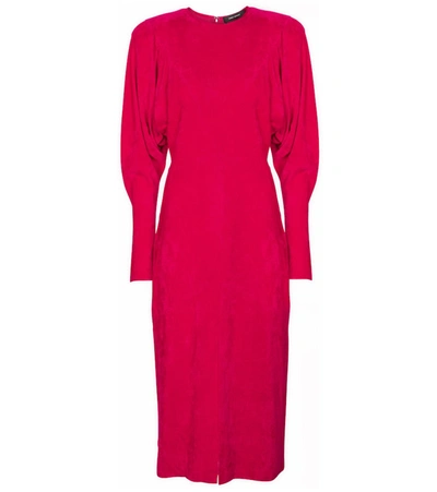 Isabel Marant Venia Long Sleeve Velvet Dress In Red