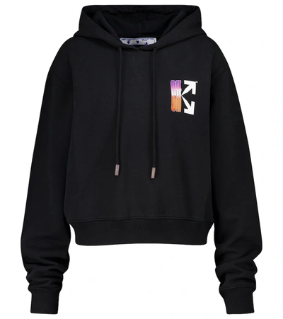 Off-white Off White Cropped Gradient Arrows Hoodie In Black