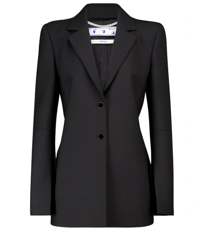 Off-white Shoulder Pads Logo Print Blazer In Black