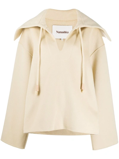 Nanushka Eli Drawstring Cape In Neutrals