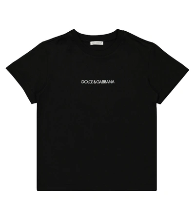 Dolce & Gabbana Kids' Logo Cotton T-shirt In Black