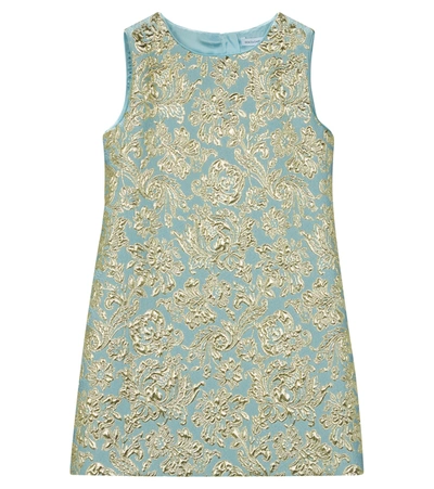 Dolce & Gabbana Kids' Lamé Floral-jacquard Dress In Gold