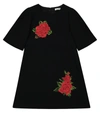 Dolce & Gabbana Sleeveless Cady Dress W/ Rose Patches In Black