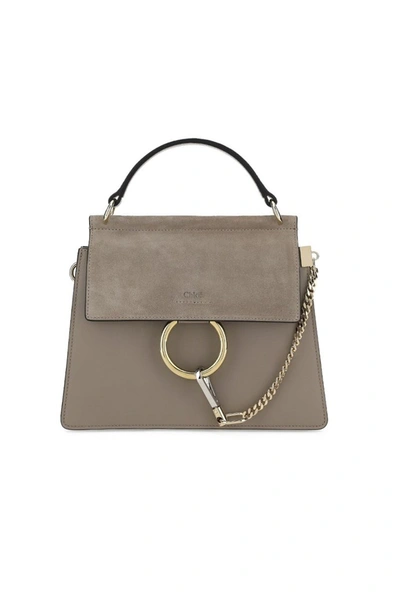Chloé Faye Small Leather Shoulder Bag In Grey