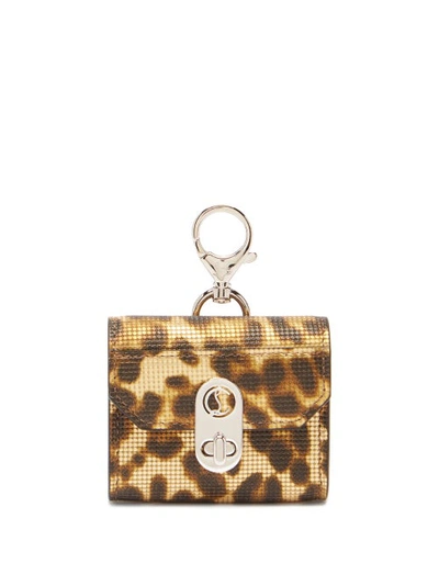 Christian Louboutin Elisa Leopard-print Leather Airpods Pro Case In Gold/ Silver