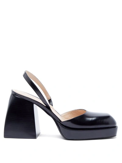 Nodaleto Bulla Jones Glossed-leather Slingback Platform Pumps In Black Glassed