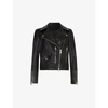 Allsaints Kara Leather Cropped Biker Jacket In Black