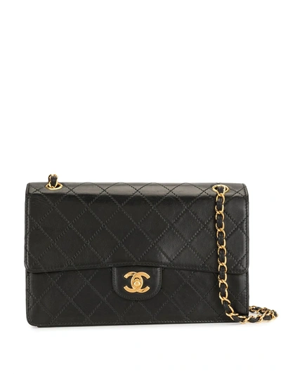 Pre-owned Chanel 1997 Double Flap Shoulder Bag In Black