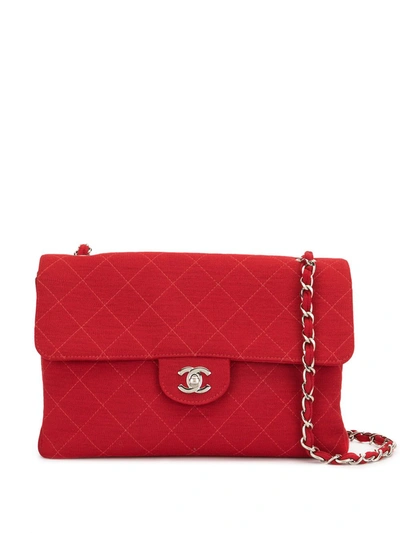 Pre-owned Chanel 1998 Diamond-quilted Jumbo Xl Shoulder Bag In Red