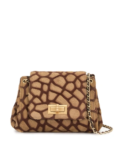 Pre-owned Chanel 2.55 Giraffe 搭链手提包（典藏款） In Brown