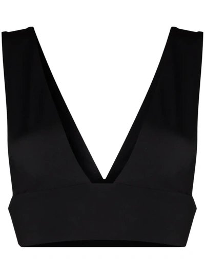 Abysse Deep V-neck Bikini Top In Schwarz