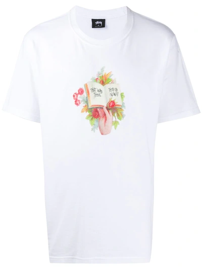 Stussy Graphic Print T-shirt In White