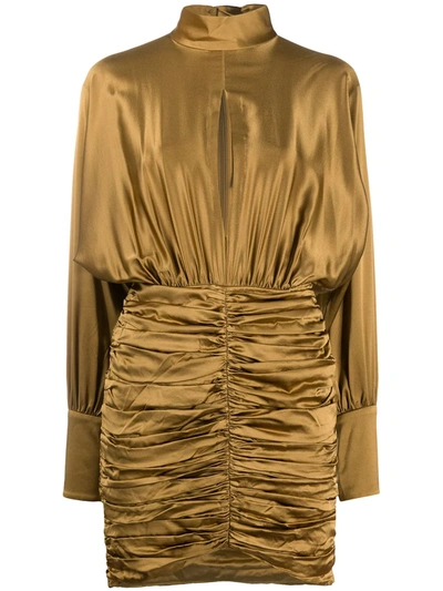 Retroféte Ruched Mini Dress In Gold