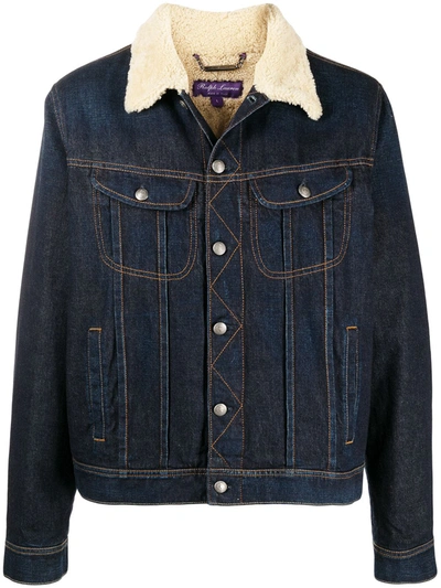 Ralph Lauren Faux Fur-trimmed Denim Jacket In Blue