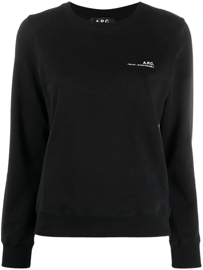 Apc Long-sleeve Black Crew Neck Top With Ribbed Cuffs