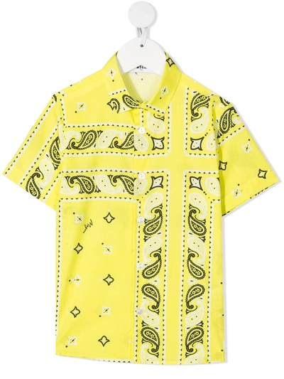 Msgm Teen Paisley Short-sleeve Shirt In Yellow