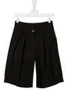 Balmain Teen High-rise Knee-length Shorts In Black